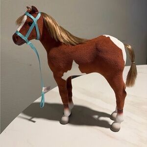 American Girl Doll Filly Fabric Horse 13” Paint Pinto Foal Teal Halter Lead Rope